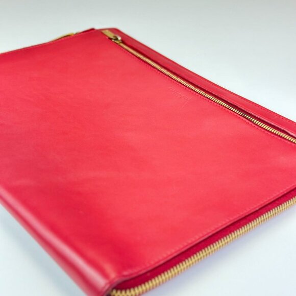 Saint Laurent Red Leather Large Clutch - Picture 4 of 8